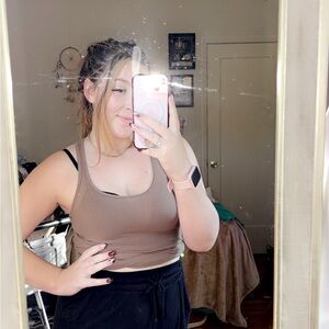 Fitted Brown Crop Tank Top